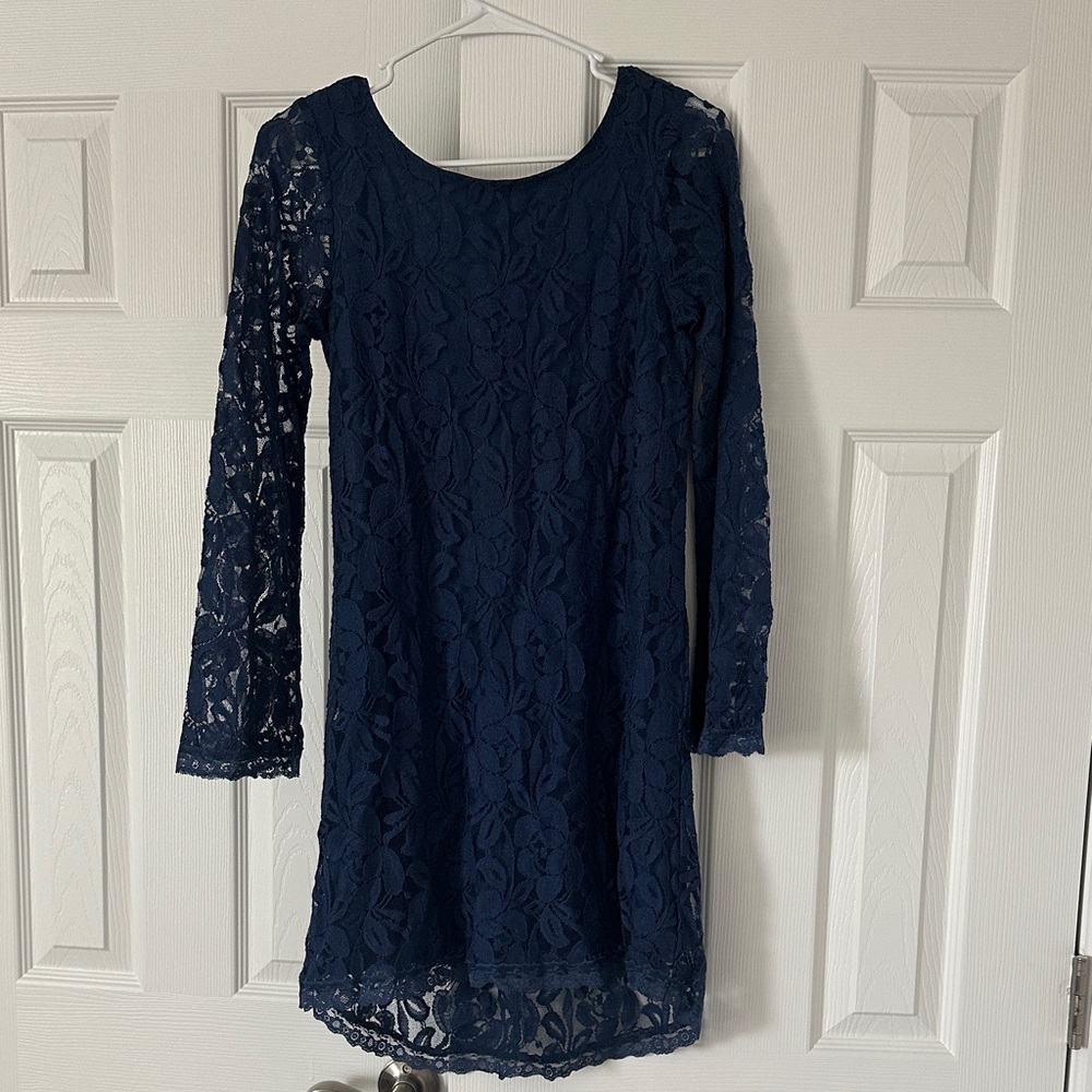 Elegant Navy Lace Dress